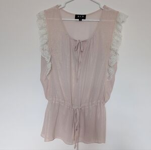 Elegant Blush Blouse with Lace Ruffles